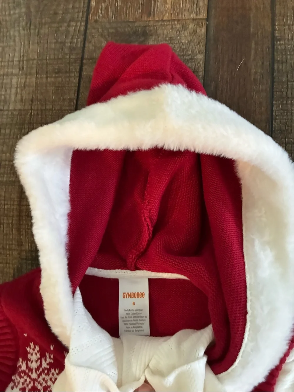 Gymboree sz 6 Red & White Festive Bow Knit Hoodie Vest and Skirt Set like new!